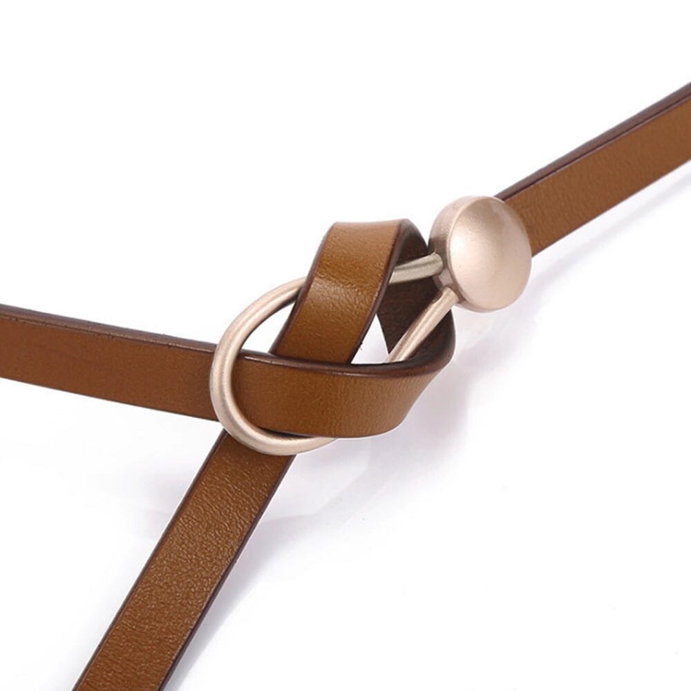 2277 Women's Leather Belt Dress Fashion Skinny Tie A Knot - Picture 6 of 7